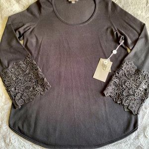 SOLD on FB TJ Maxx Women’s Medium Black Wide Sleeve Sweater With Lace Design